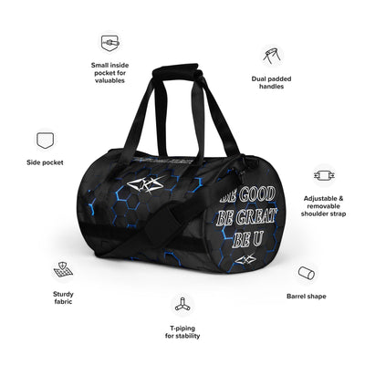 premium gym bag - Blue Honeycomb - VYBRATIONAL KREATORS®