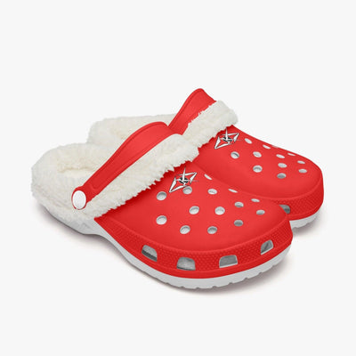 VYB RED Clogs WITH FUR - VYBRATIONAL KREATORS®
