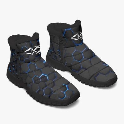 VYB Fur Zipper Up Boots - BLUE HONEYCOMB - VYBRATIONAL KREATORS®