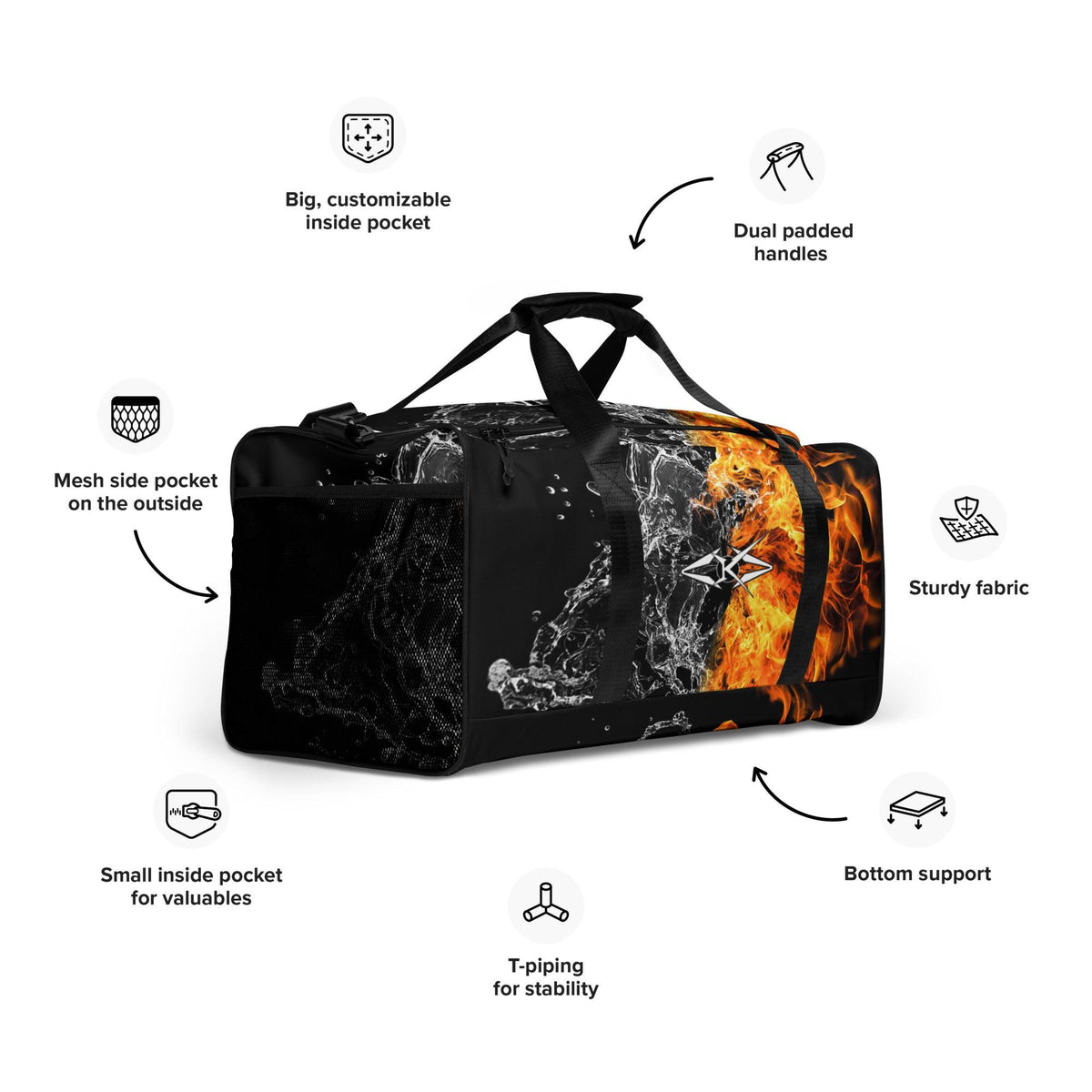 Premium Duffle bag - Fire & Ice - VYBRATIONAL KREATORS®