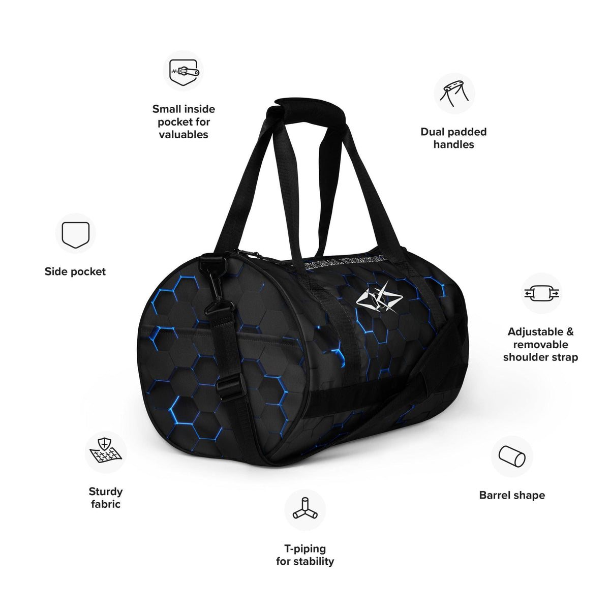 premium gym bag - Blue Honeycomb - VYBRATIONAL KREATORS®