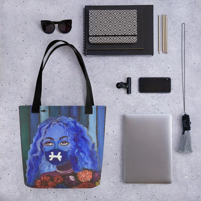 Lady in blue mask Tote bag - VYBRATIONAL KREATORS®