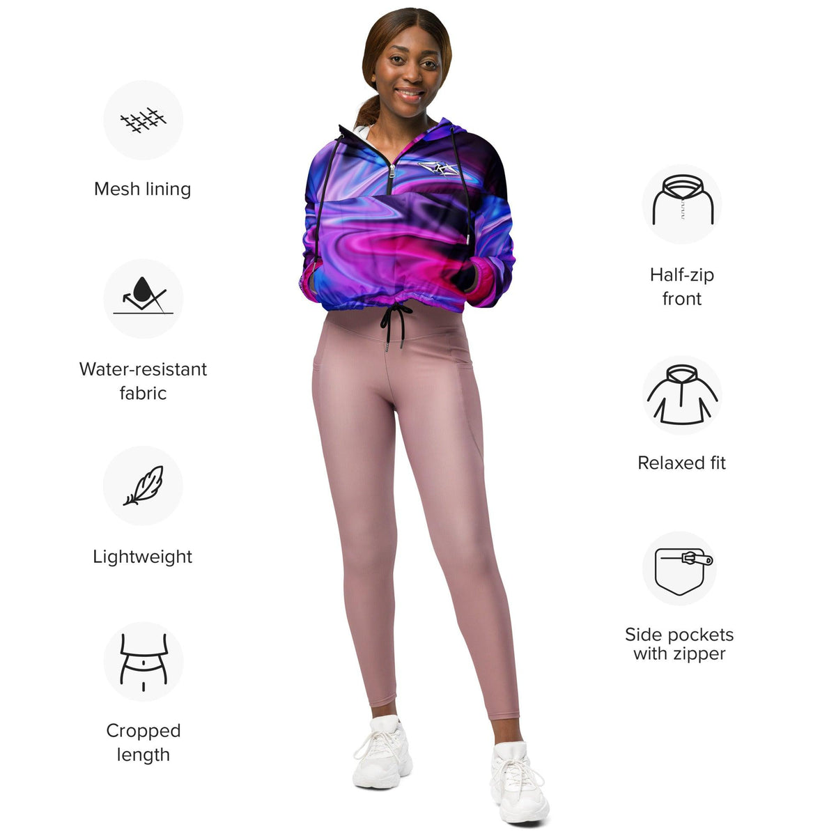 Women’s premium cropped windbreaker - VYBRATIONAL KREATORS®