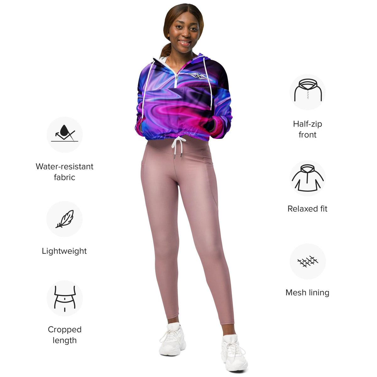 Women’s premium cropped windbreaker - VYBRATIONAL KREATORS®