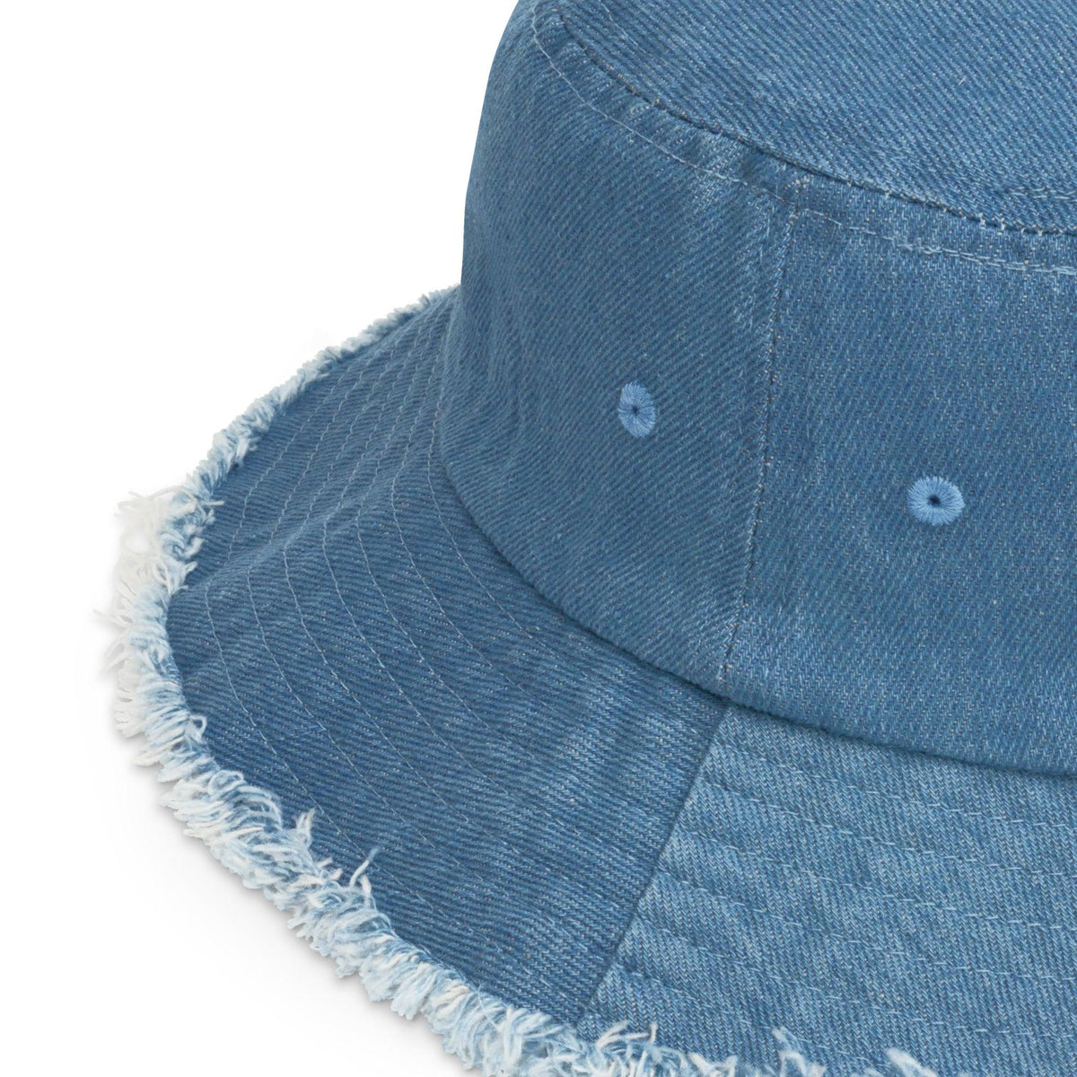 Distressed denim bucket hat - VYBRATIONAL KREATORS®