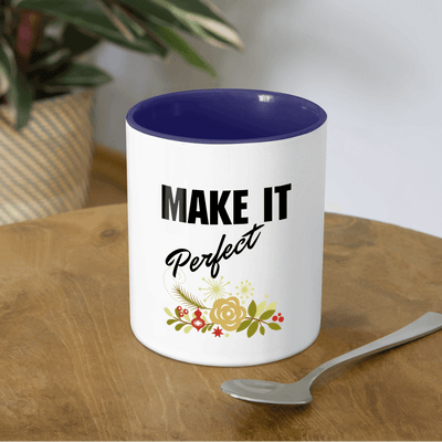 Make It Perfect Coffee Mug - white/cobalt blue
