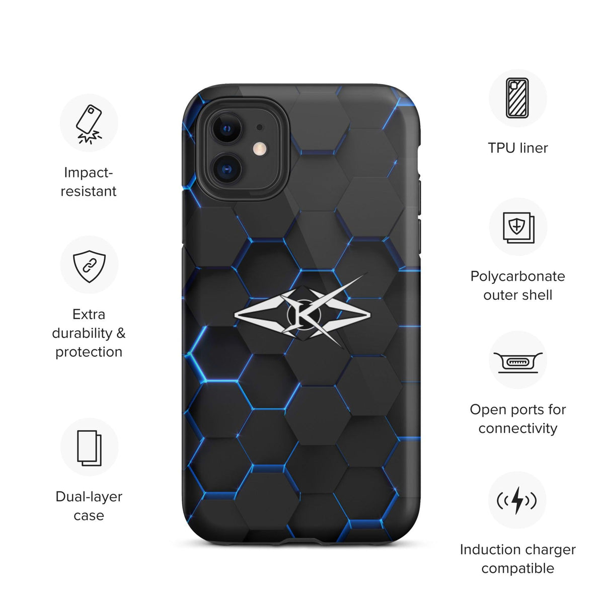 Tough iPhone case - Blue Honeycomb - VYBRATIONAL KREATORS®