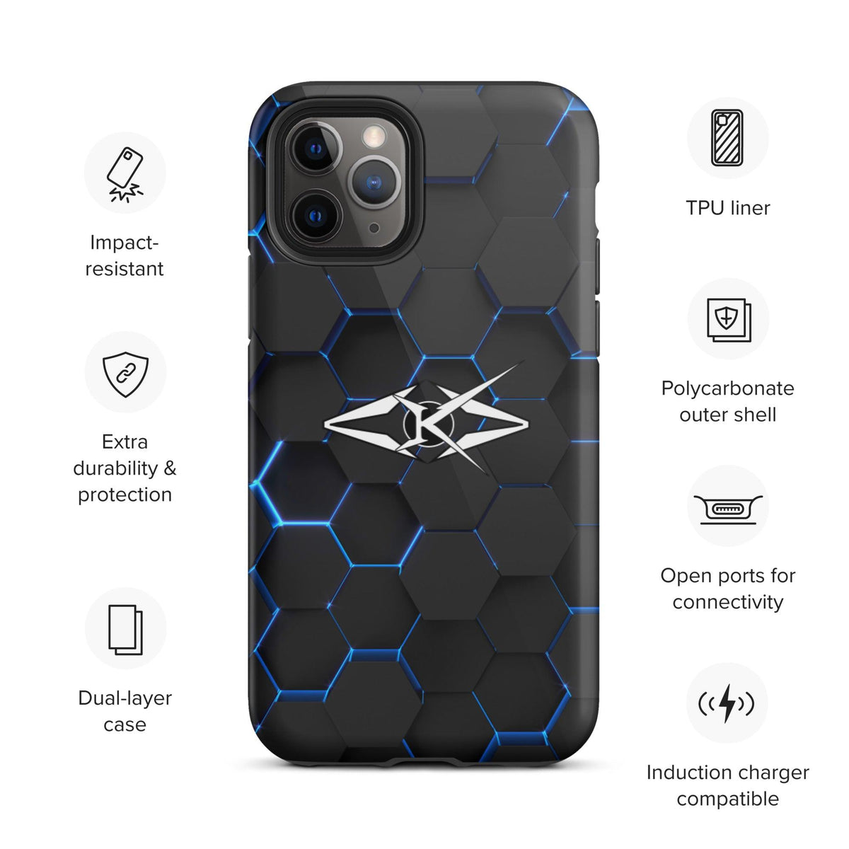 Tough iPhone case - Blue Honeycomb - VYBRATIONAL KREATORS®
