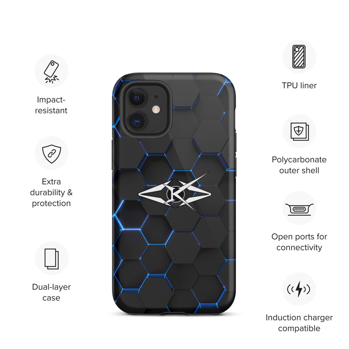 Tough iPhone case - Blue Honeycomb - VYBRATIONAL KREATORS®