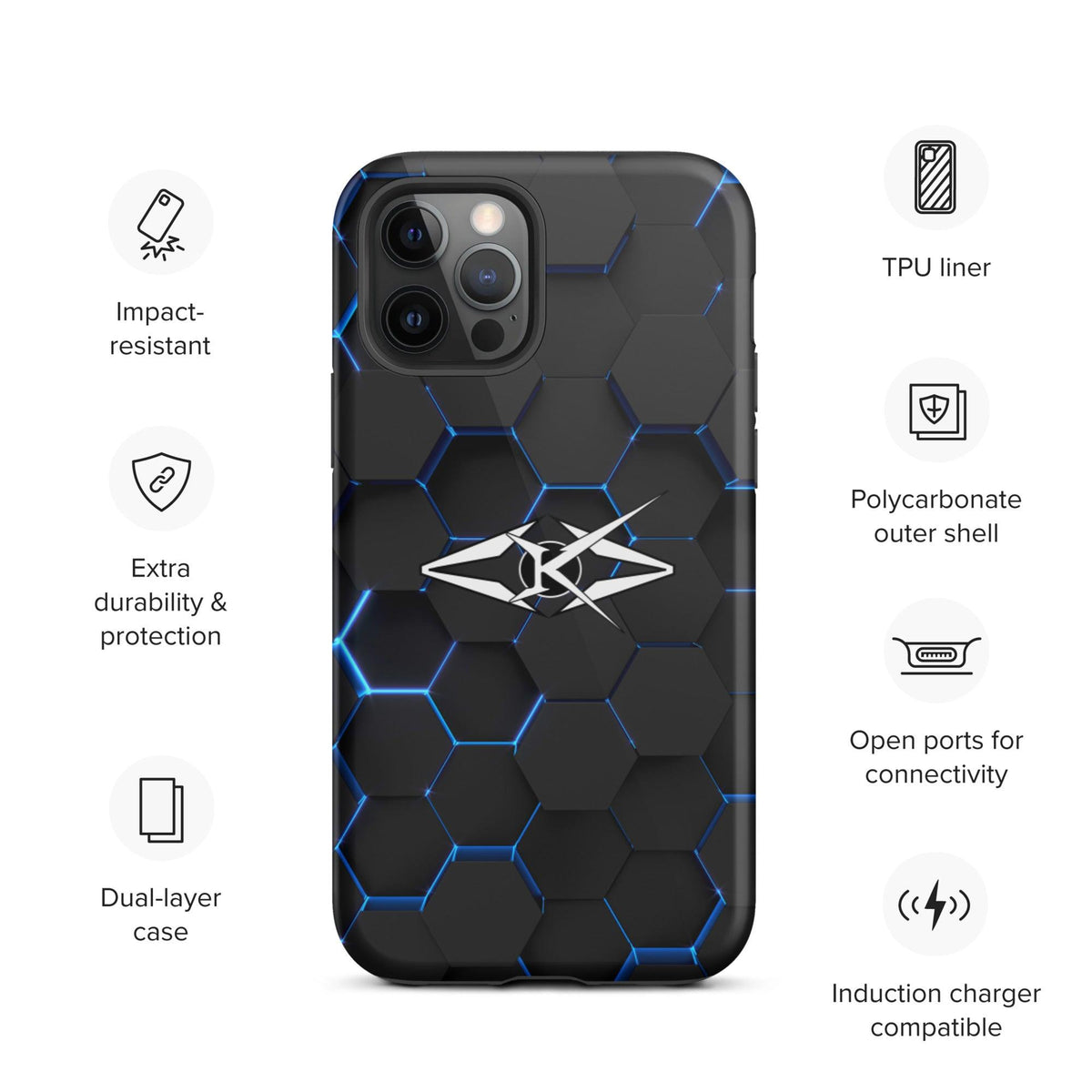 Tough iPhone case - Blue Honeycomb - VYBRATIONAL KREATORS®