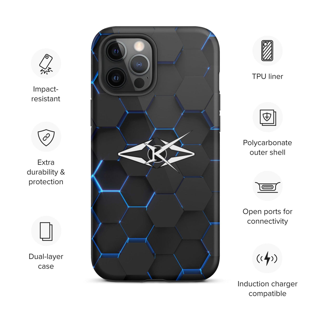 Tough iPhone case - Blue Honeycomb - VYBRATIONAL KREATORS®