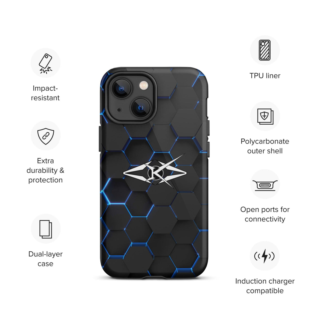 Tough iPhone case - Blue Honeycomb - VYBRATIONAL KREATORS®