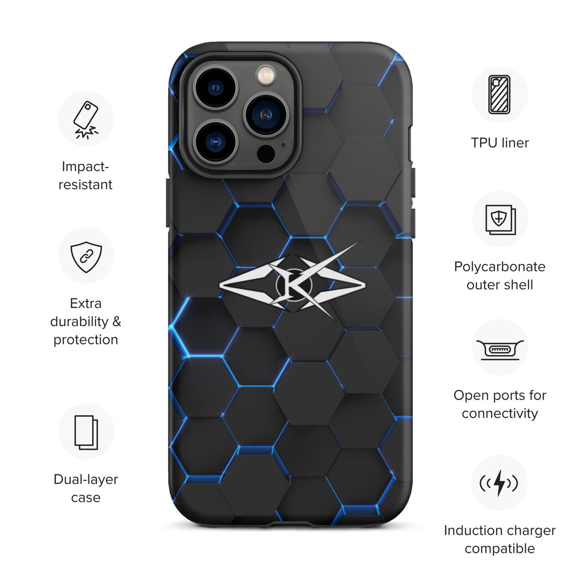 Tough iPhone case - Blue Honeycomb - VYBRATIONAL KREATORS®