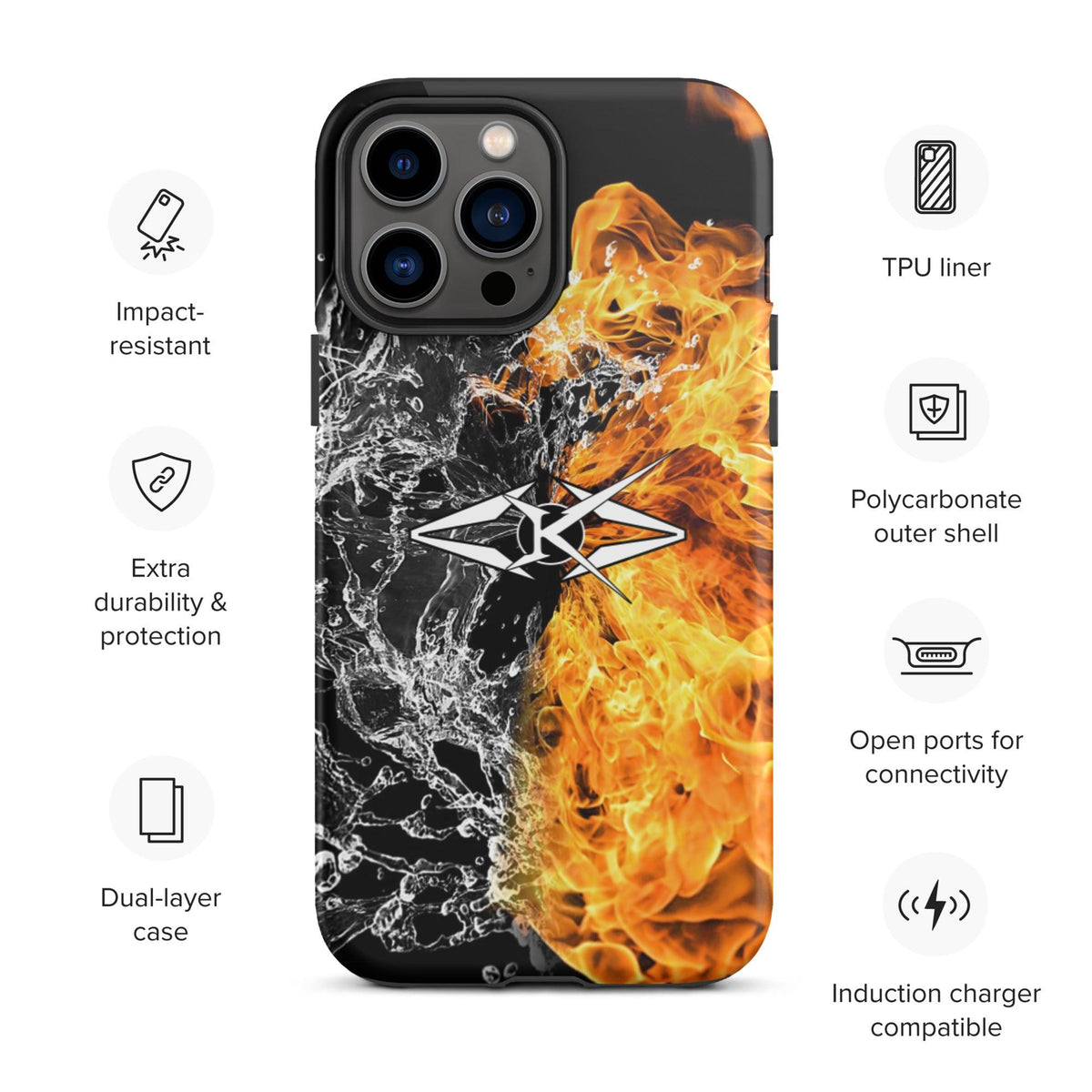Tough iPhone case - Fire & Ice - VYBRATIONAL KREATORS®