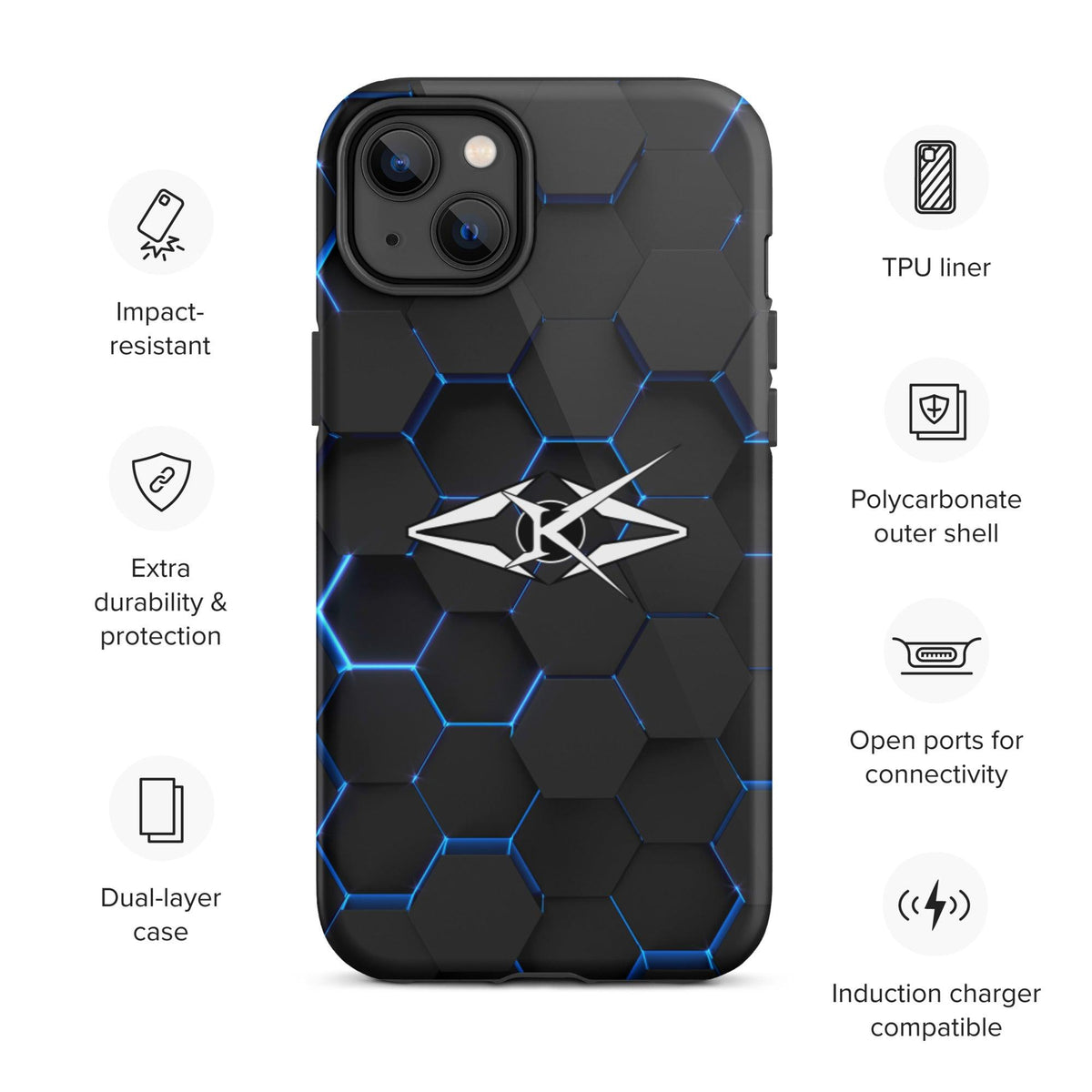 Tough iPhone case - Blue Honeycomb - VYBRATIONAL KREATORS®