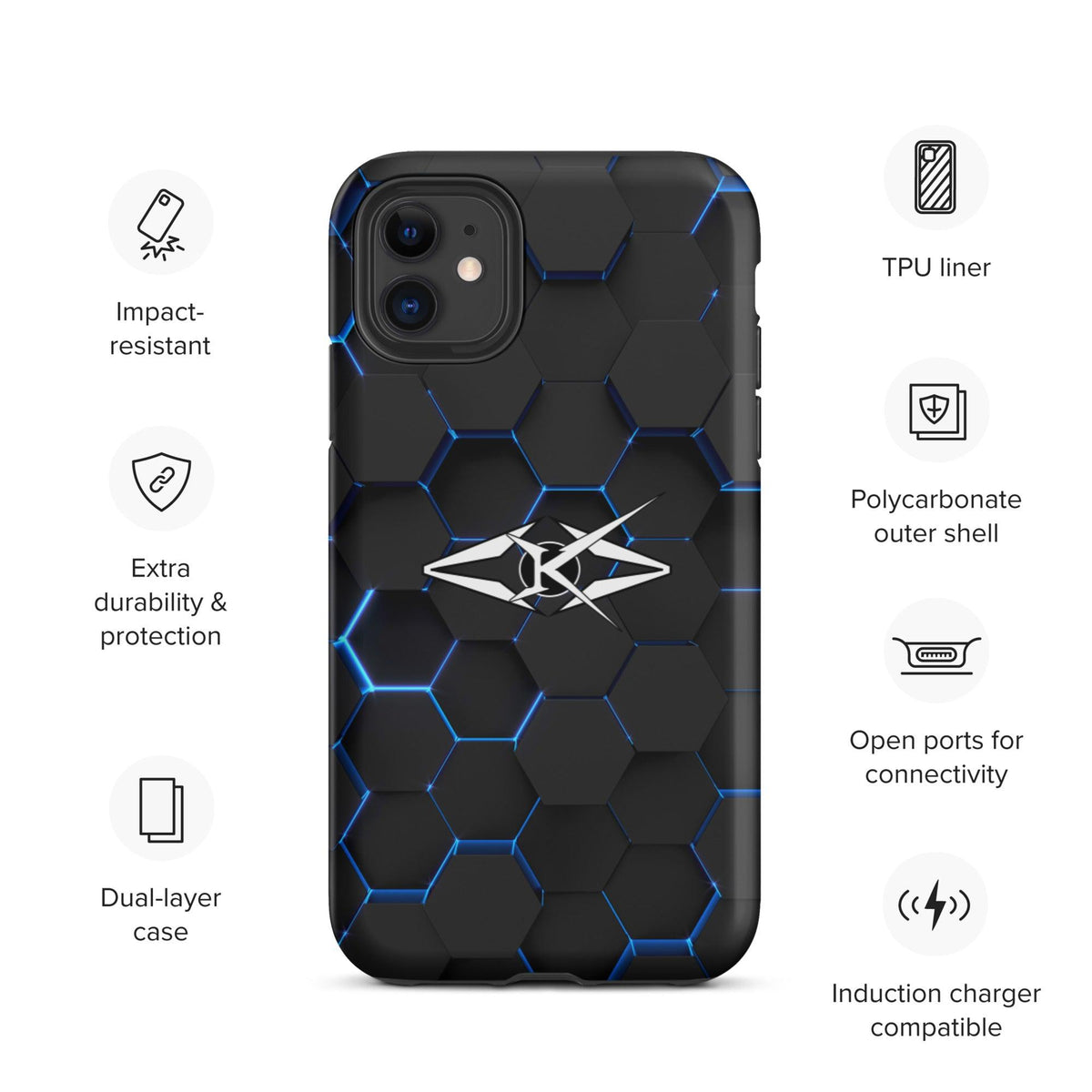 Tough iPhone case - Blue Honeycomb - VYBRATIONAL KREATORS®