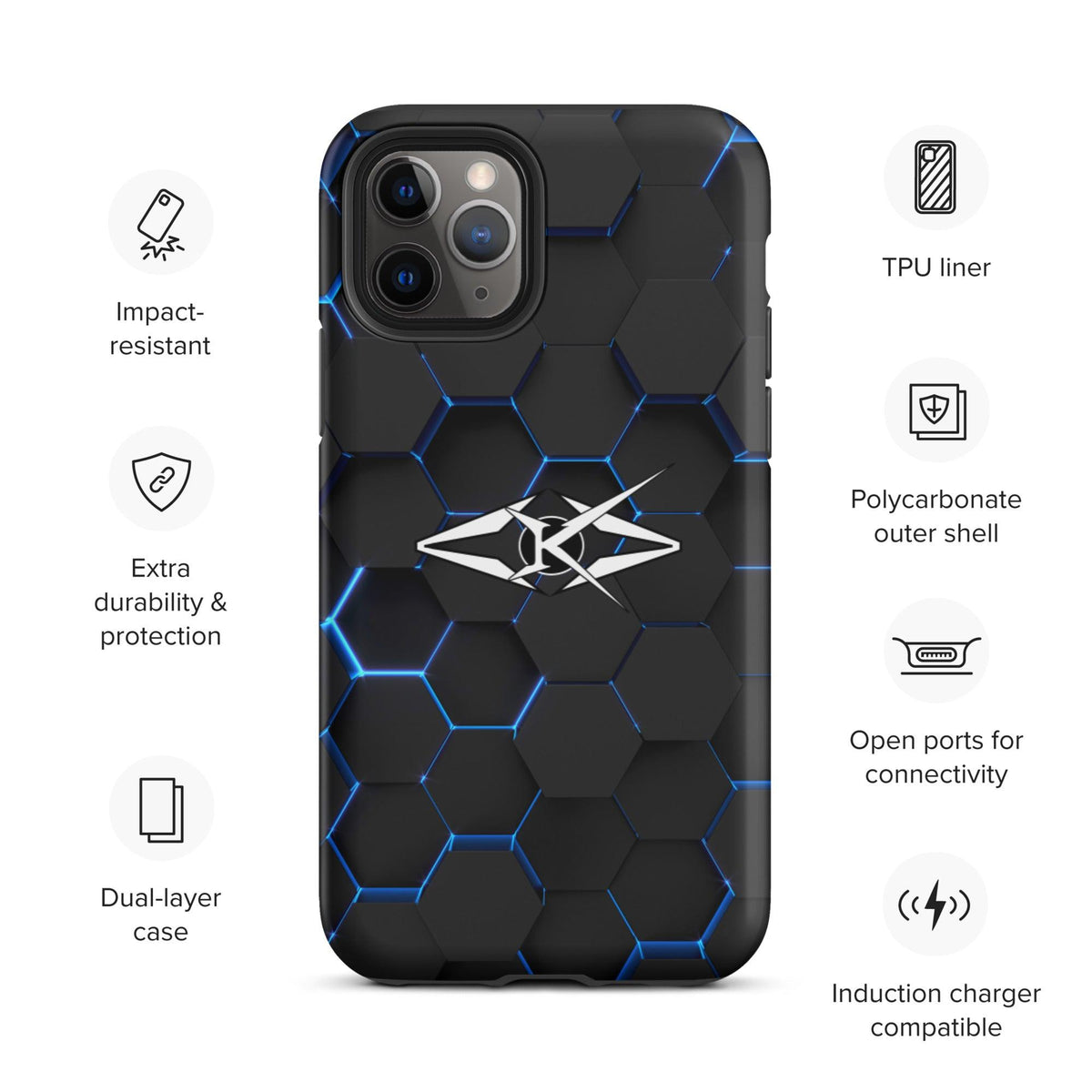 Tough iPhone case - Blue Honeycomb - VYBRATIONAL KREATORS®