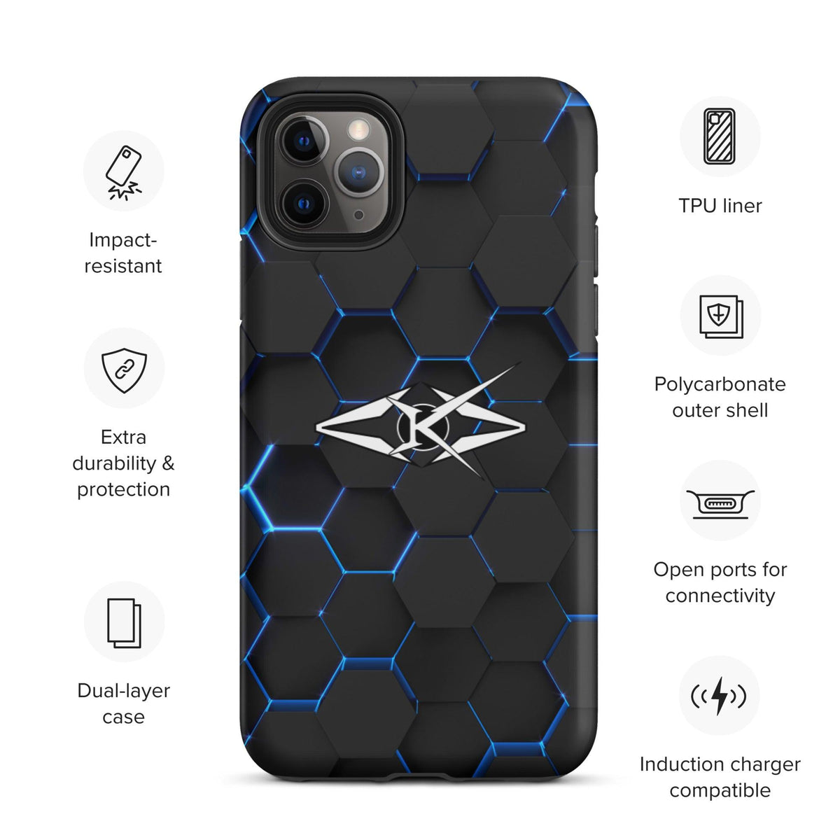 Tough iPhone case - Blue Honeycomb - VYBRATIONAL KREATORS®