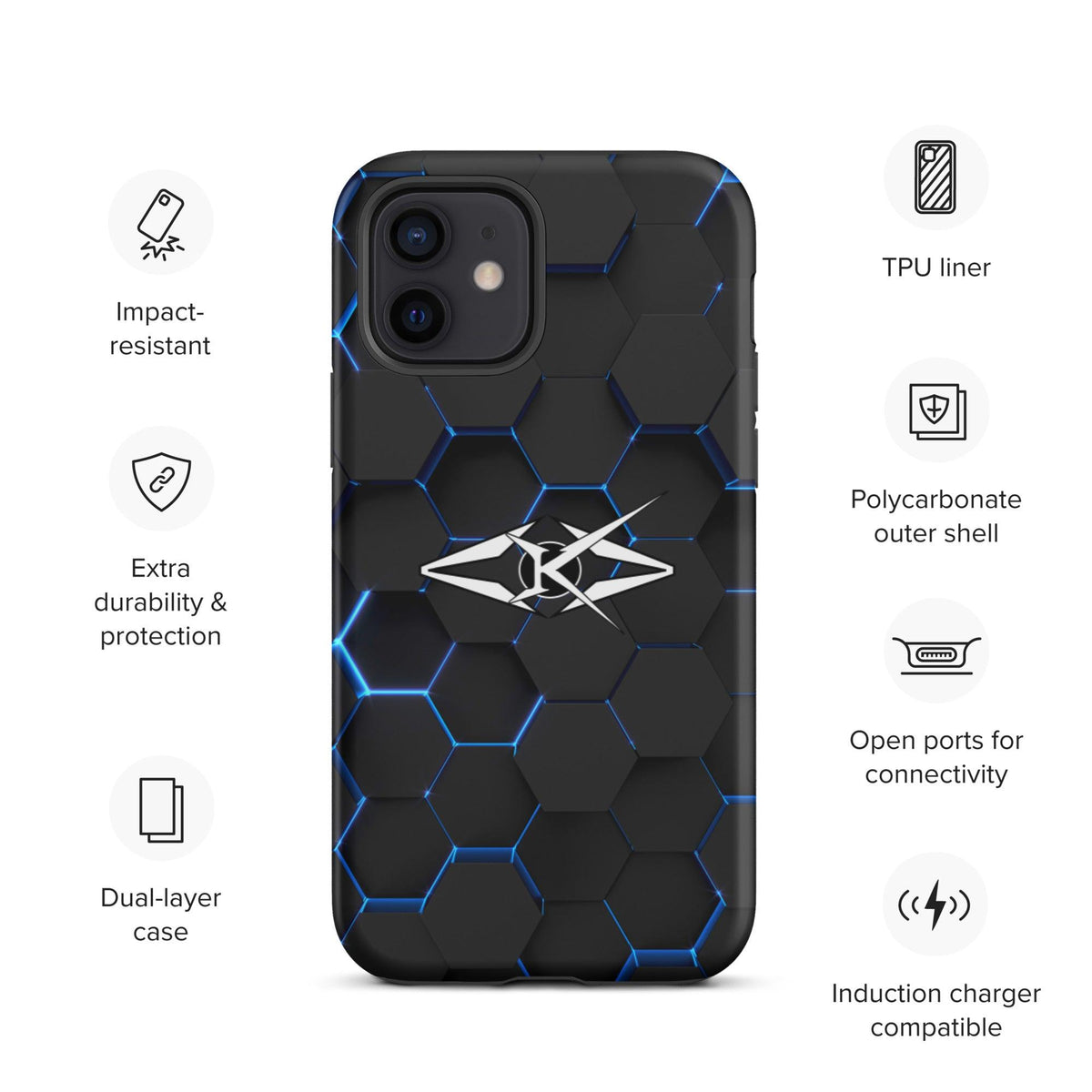 Tough iPhone case - Blue Honeycomb - VYBRATIONAL KREATORS®