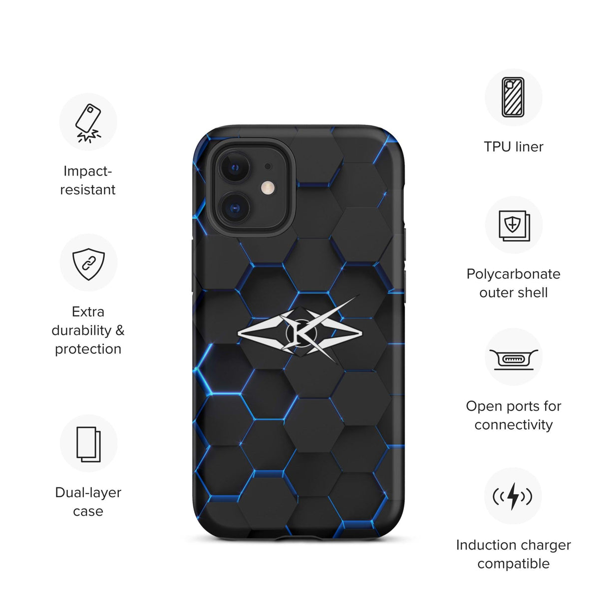 Tough iPhone case - Blue Honeycomb - VYBRATIONAL KREATORS®