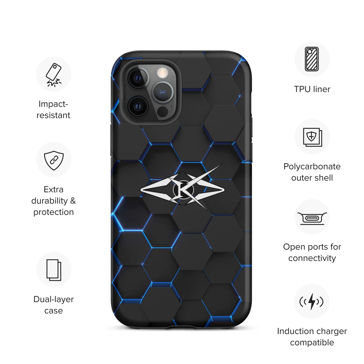 Tough iPhone case - Blue Honeycomb - VYBRATIONAL KREATORS®