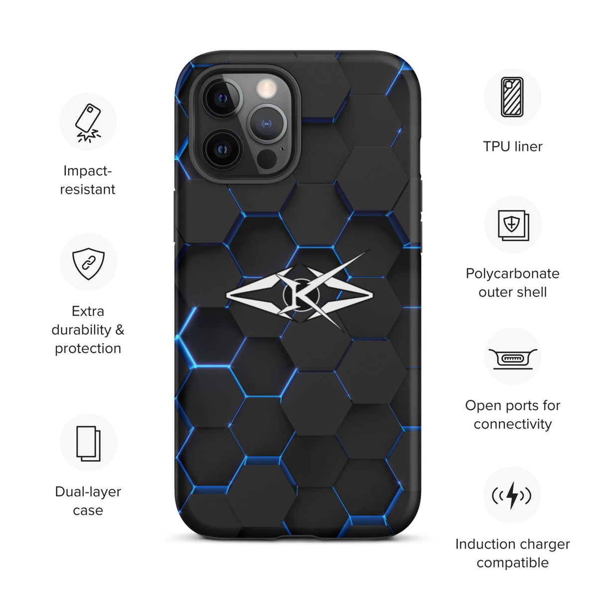 Tough iPhone case - Blue Honeycomb - VYBRATIONAL KREATORS®