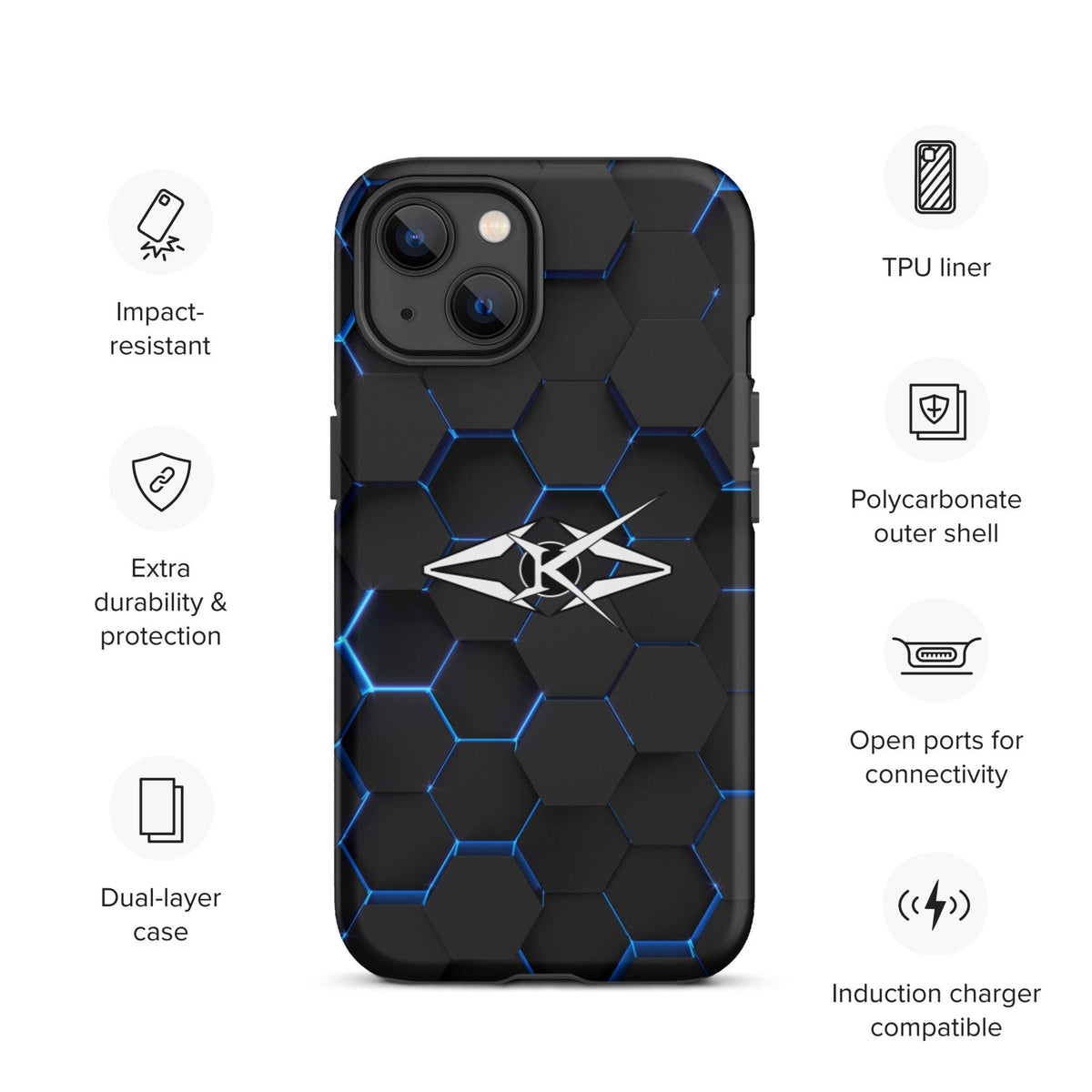 Tough iPhone case - Blue Honeycomb - VYBRATIONAL KREATORS®