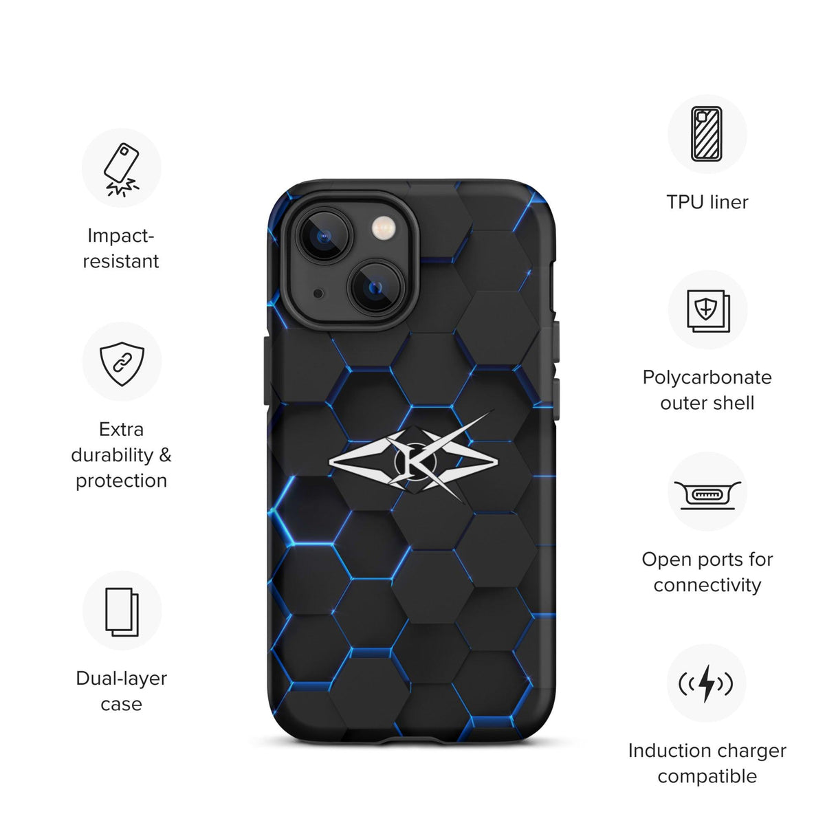 Tough iPhone case - Blue Honeycomb - VYBRATIONAL KREATORS®