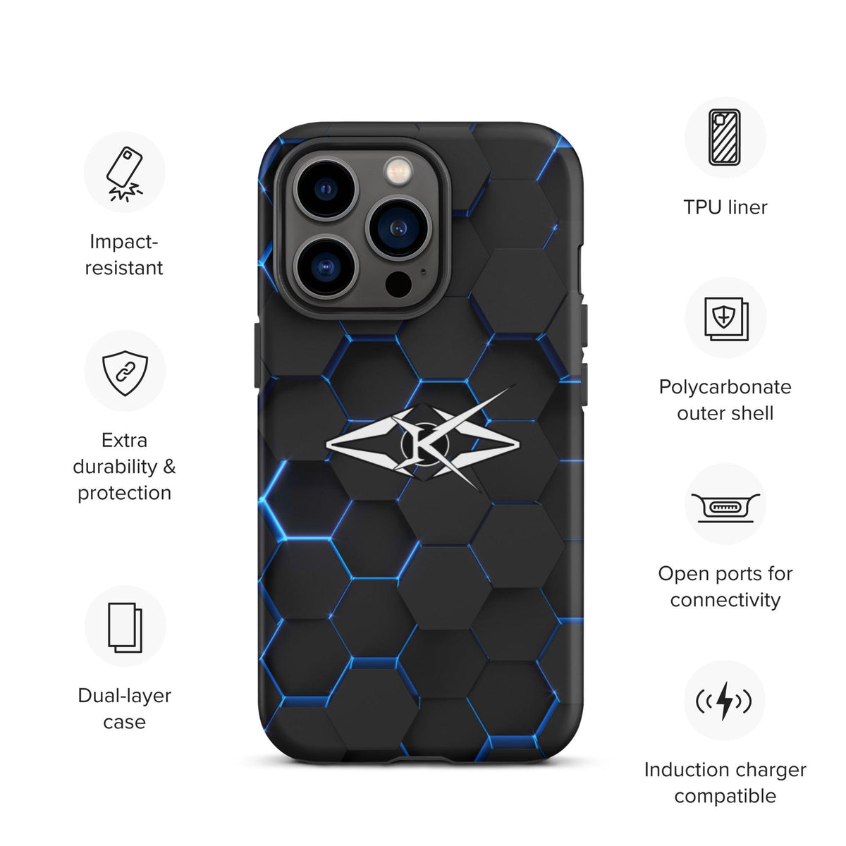 Tough iPhone case - Blue Honeycomb - VYBRATIONAL KREATORS®