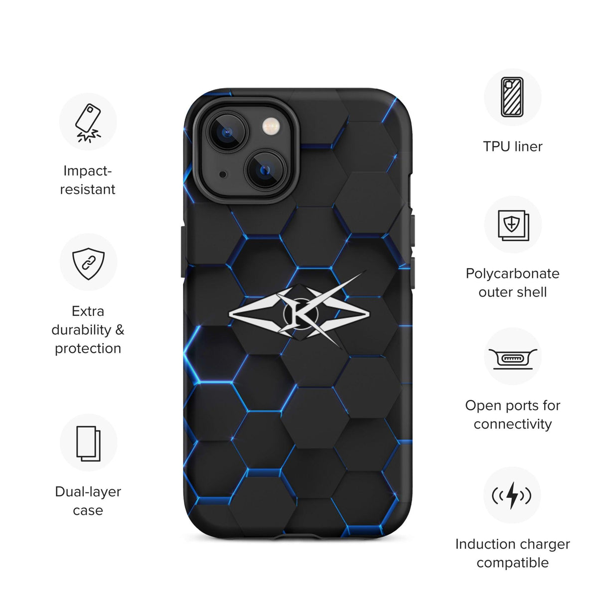 Tough iPhone case - Blue Honeycomb - VYBRATIONAL KREATORS®
