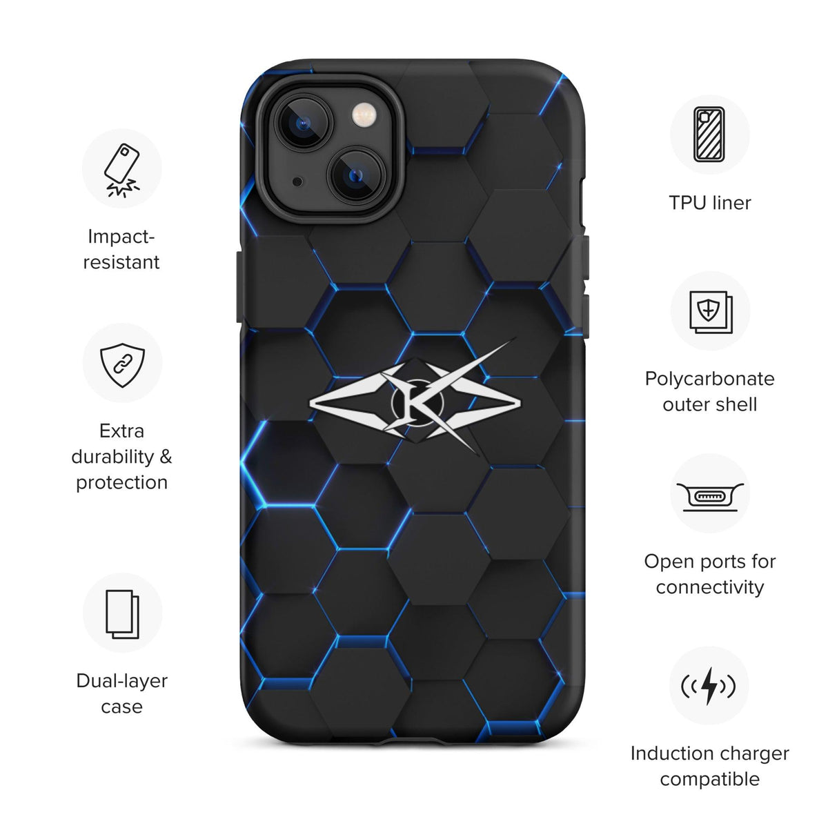 Tough iPhone case - Blue Honeycomb - VYBRATIONAL KREATORS®