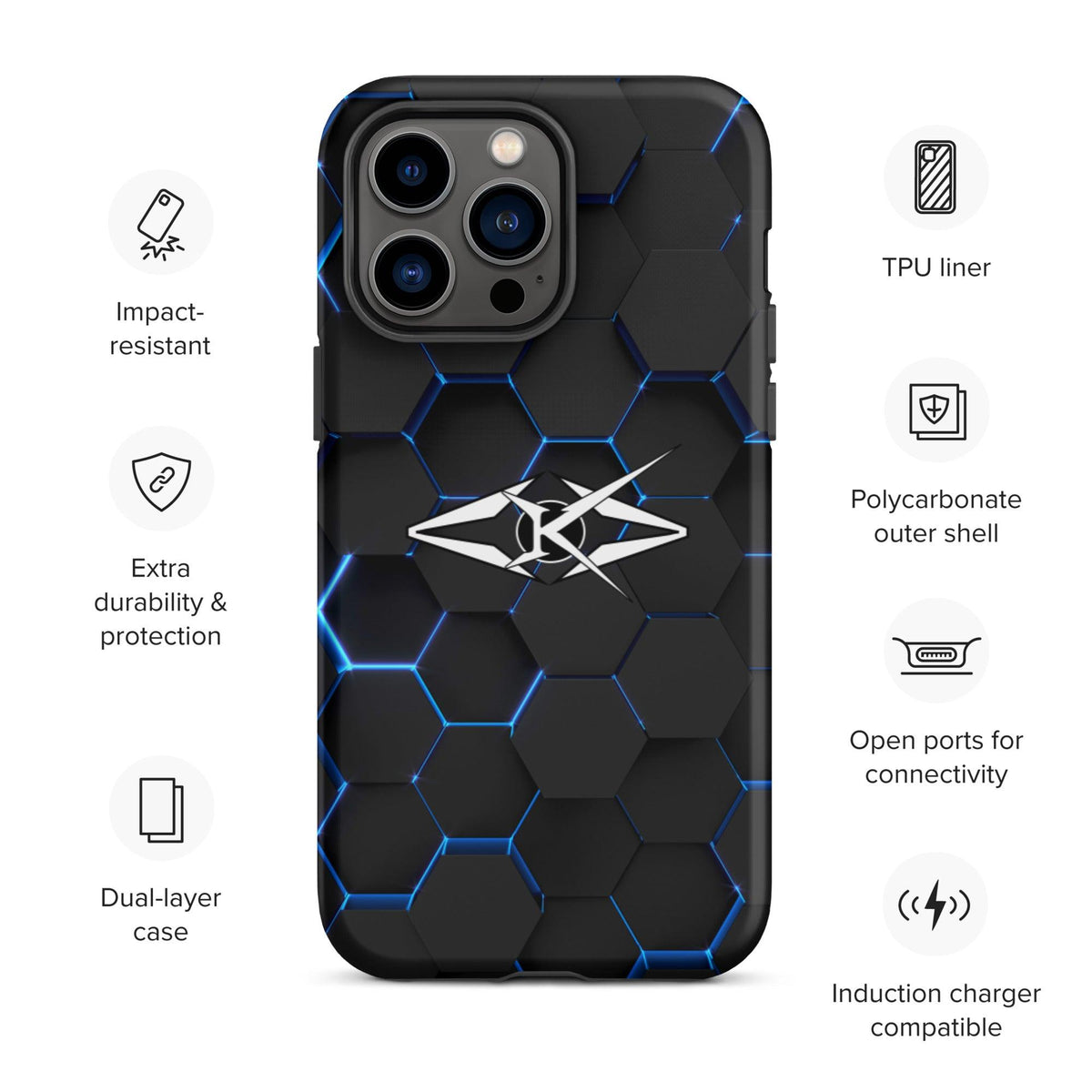 Tough iPhone case - Blue Honeycomb - VYBRATIONAL KREATORS®