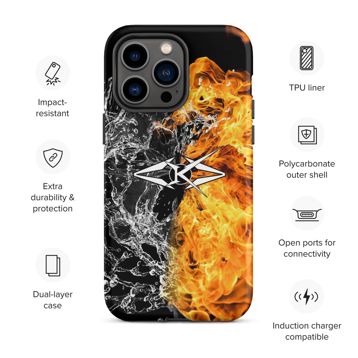 Tough iPhone case - Fire & Ice - VYBRATIONAL KREATORS®